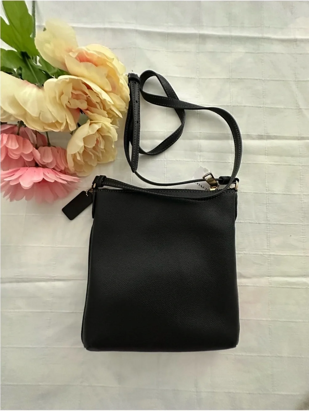 Coach Black Pebbled Leather Crossbody with Gold Hardware - Picture 8 of 9